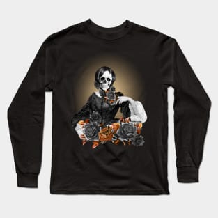 Lady skull, dark, catrina, scheletri amanti, fantastici teschi, ossa, gothic lady Long Sleeve T-Shirt